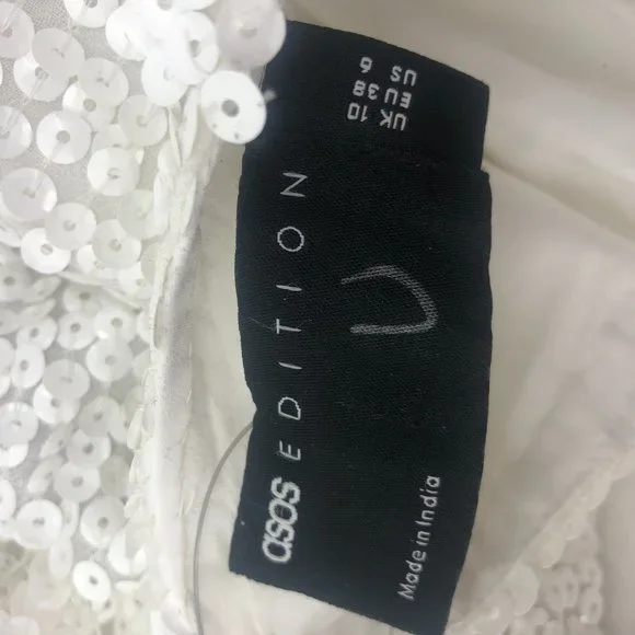 asos edition oversized blouson sleeve mini dress in sequin ASOS | Dresses | Asos Edition Oversized Blouson Sleeve Mini Dress In White  Sequin